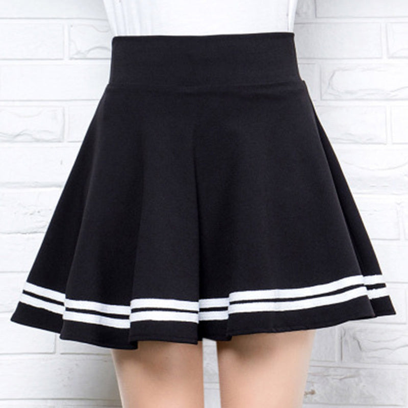 New High-Waisted Mid-Length Student Skirt, Women's University Windproof, Sweet and Fluffy Pleated Skirt, A-Line Skirt