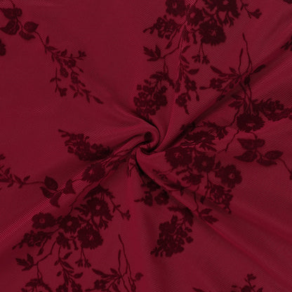 Elegant Style Red Flocking Tied Dress for Women – Printed Hip Skirt Design (XS-L)
