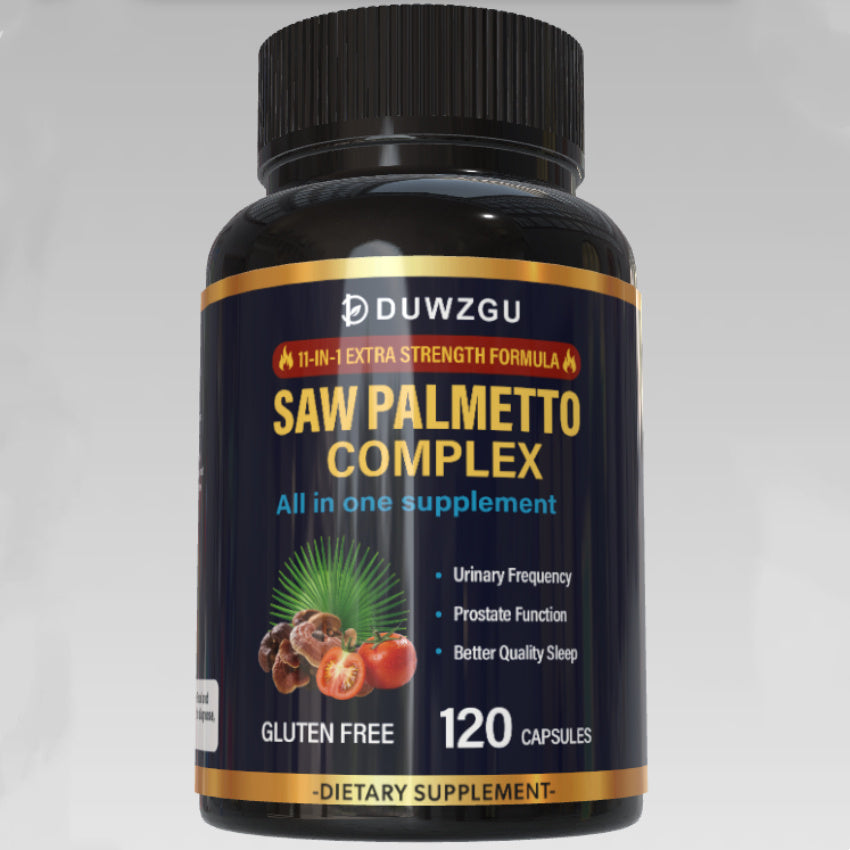 DUWZGU 11-in-1 Extra Strength Saw Palmetto Complex – All-in-One Gluten-Free Dietary Supplement for Men's Prostate Wellness, Urinary Frequency & Better Sleep Quality (120 Capsules)