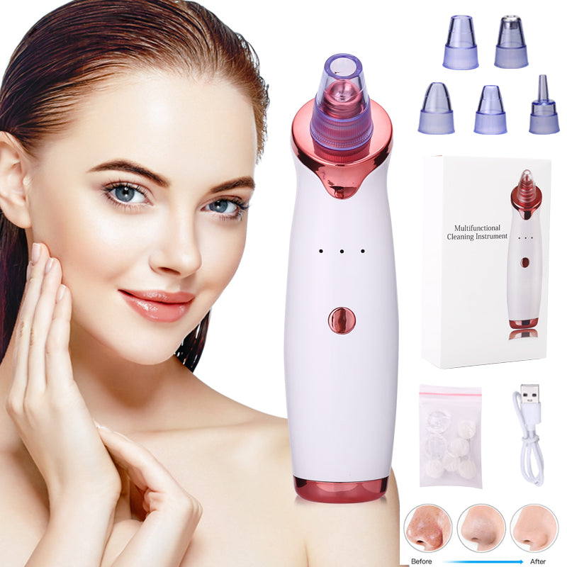 Advanced 3-Speed Intelligent Pore Vacuum - 5-in-1 USB Rechargeable Blackhead, Sebum & Impurity Suction Beauty Instrument