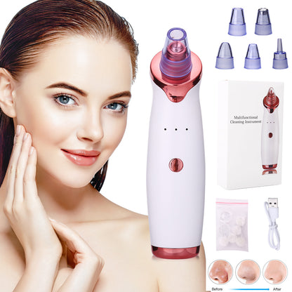 Advanced 3-Speed Intelligent Pore Vacuum - 5-in-1 USB Rechargeable Blackhead, Sebum & Impurity Suction Beauty Instrument