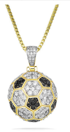 Football Sports Pendant Zircon-laid Necklace