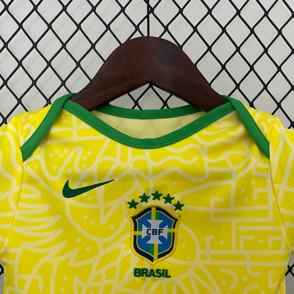 2025-26 Brazil Home Baby Player Soccer Jersey Suit - Brazil Baby Kit