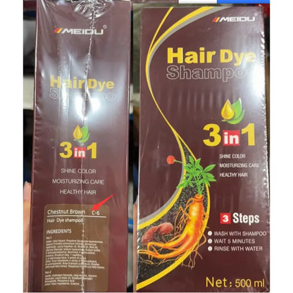 MEIDU 3-in-1 White To Black Hair Dye Shampoo – Natural Herbal Black Hair Color & Conditioner