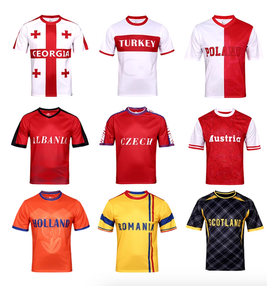 Top 24 of the European Football Soccer Jersey -  Romania, Poland, Austria, Czech, Croatia, Denmark, Turkey, Hungary...