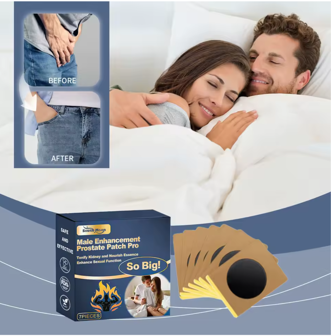 SOUTH MOON Men's Prostate Care Patch Pro – Botanical Transdermal Navel Application Matrix for Bladder Comfort & Urinary Wellness Support (30 Patches)