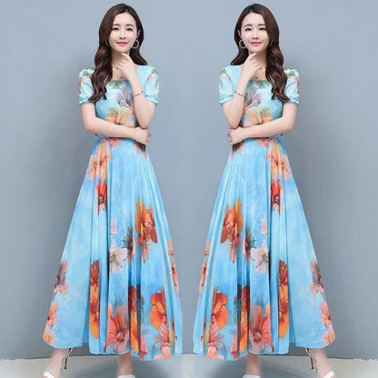 Women's Fashionable Elegant Slimming Waist-tight Floral Dress