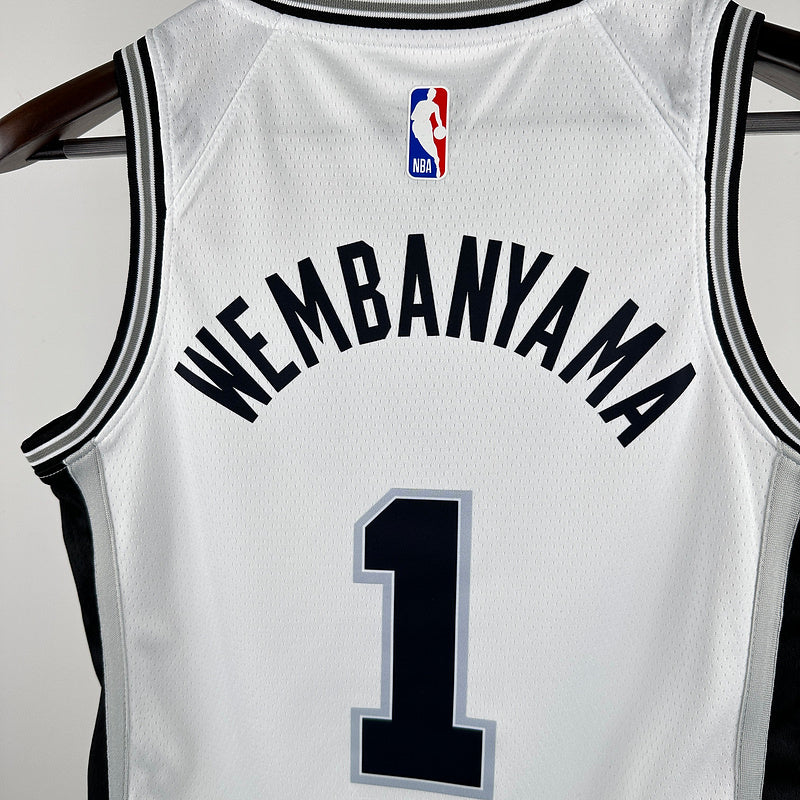 San Antonio Spurs WEMBANYAMA # 1 White Kids NBA Jersey