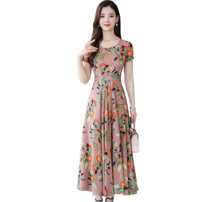 Sweet Korean Style Floral Print Cotton Summer Midi Dress