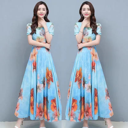 Women's Fashionable Elegant Slimming Waist-tight Floral Dress