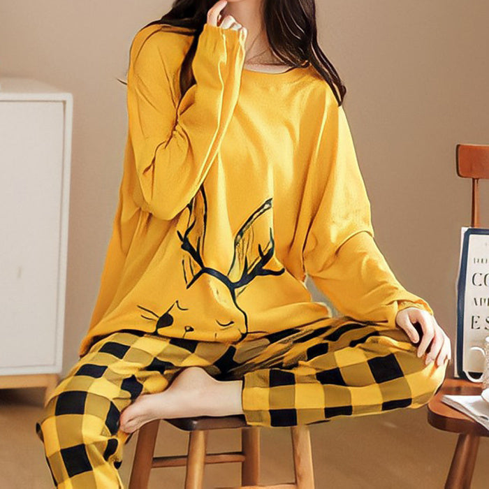 Women’s Pajama Set Cute Cartoon Print 2-Piece