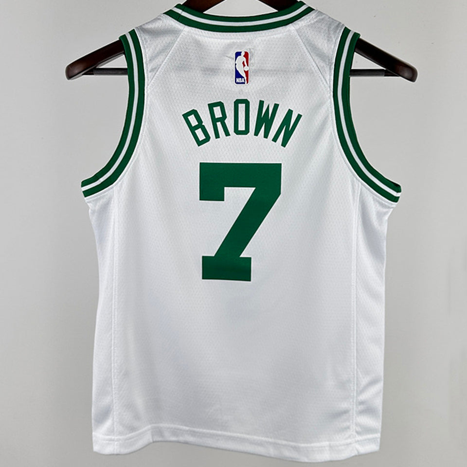 Celtics BROWN #7 White Kids NBA Jersey
