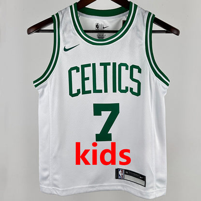 Celtics BROWN #7 White Kids NBA Jersey