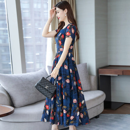 Sweet Korean Style Floral Print Cotton Summer Midi Dress