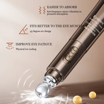 JOMTAM Electric Caviar Eye Cream - Micro-Vibration Massaging Wand with Gold & Collagen for Dark Circles, Puffiness & Wrinkle Reduction (20g)