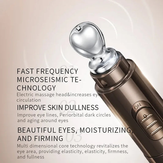 JOMTAM Electric Caviar Eye Cream - Micro-Vibration Massaging Wand with Gold & Collagen for Dark Circles, Puffiness & Wrinkle Reduction (20g)