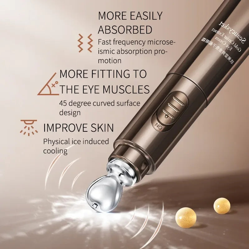 JOMTAM Electric Caviar Eye Cream - Micro-Vibration Massaging Wand with Gold & Collagen for Dark Circles, Puffiness & Wrinkle Reduction (20g)