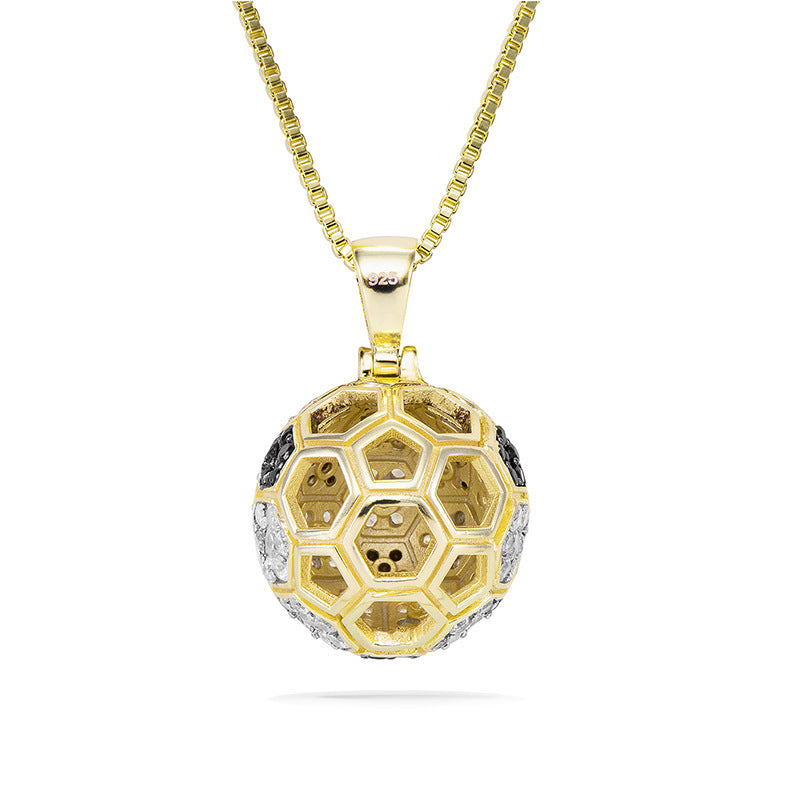 Football Sports Pendant Zircon-laid Necklace