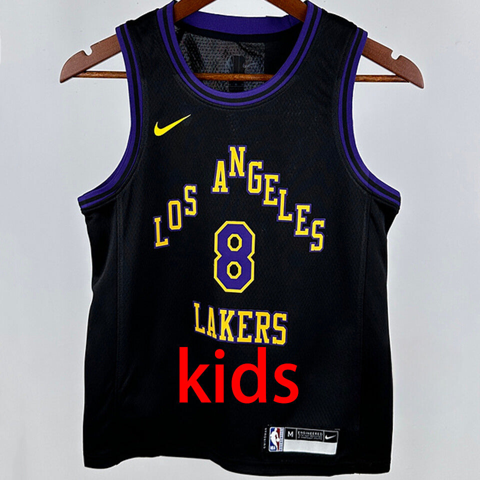 Lakers BRYANT #8 Black Kids City Edition NBA Jersey