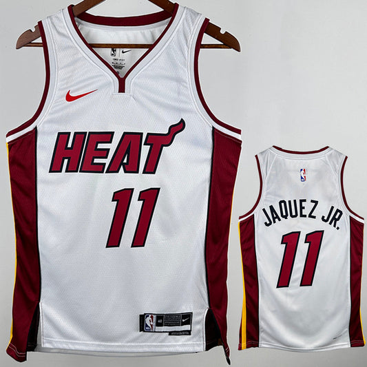 Miami Heat JAQUEZ JR. #11 White NBA Jerseys