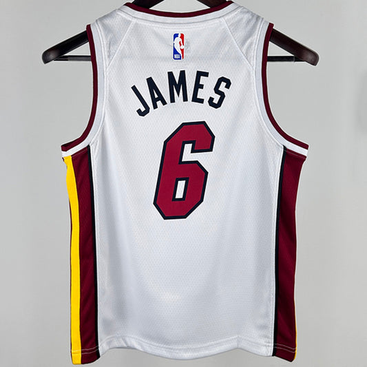 Miami Heat JAMES #6 White Kids NBA Jersey