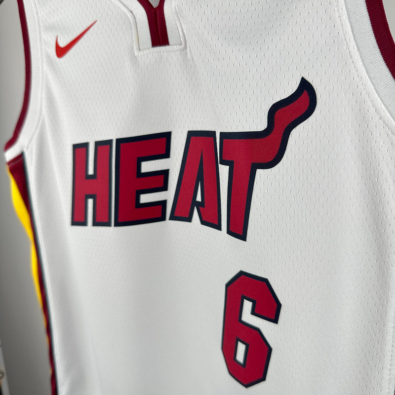 Miami Heat JAMES #6 White Kids NBA Jersey