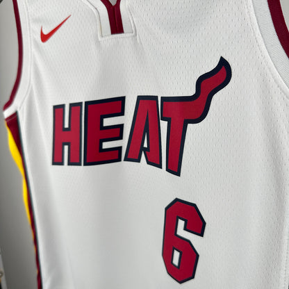 Miami Heat JAMES #6 White Kids NBA Jersey