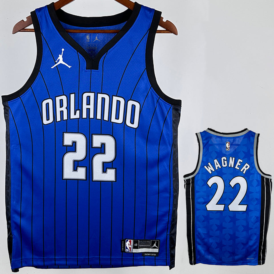 Orlando Magic WAGNER #22 Sapphire Blue NBA Jerseys Hot Pressed