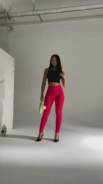 Red Leggings Pants Butt Lifting Leggings Peach Lift