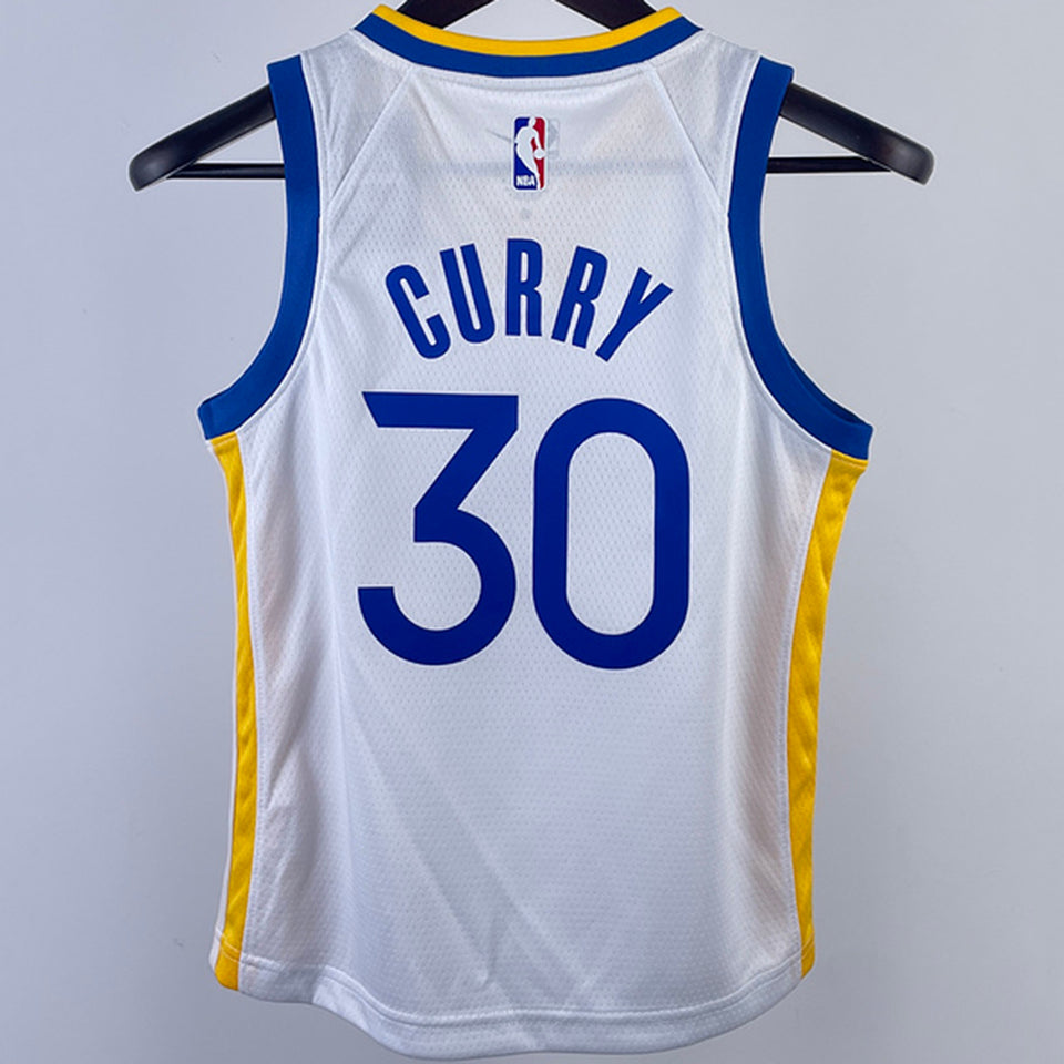Golden State Warriors CURRY #30 White Kids NBA Jersey